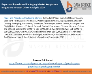 Paper and Paperboard Packaging Market key players Insight and Growth Driver Analysis 2029