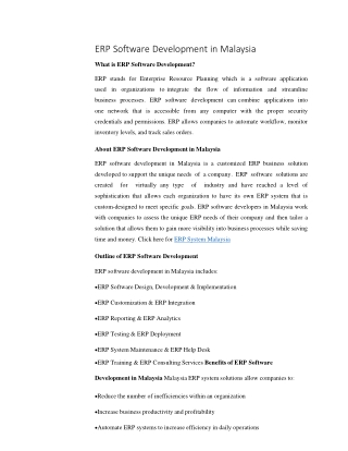 ERP Software Development in Malaysia