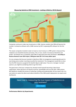 Measuring Salesforce CRM Investment - Looking at Metrics, ROI & Beyond