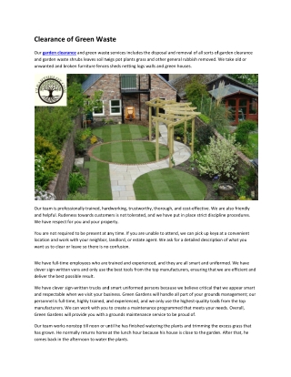 Clearance of Green Waste