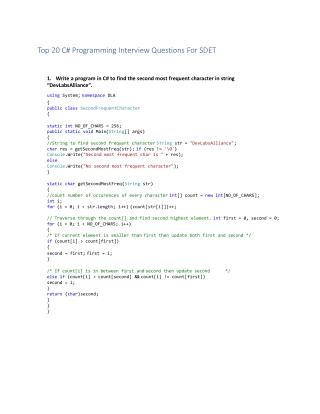 Top 20 C# Programming Interview Questions for SDET