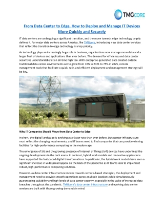 From Data Center to Edge, How to Deploy and Manage IT Devices More Quickly and Securely