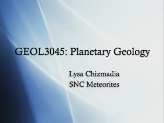 GEOL3045: Planetary Geology