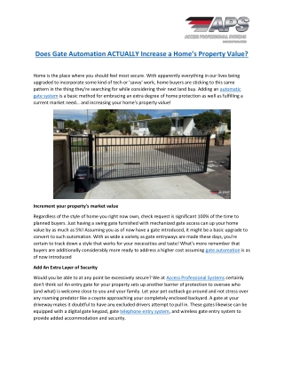 Does Gate Automation ACTUALLY Increase a Home Property Value