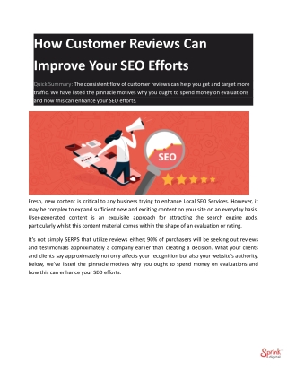 How Customer Reviews Can Improve Your SEO Efforts