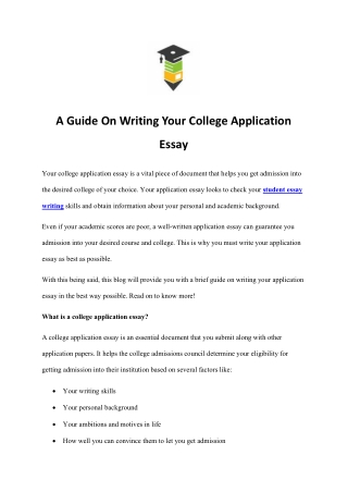A Guide On Writing Your College Application Essay