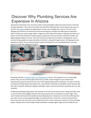 Discover Why Plumbing Services Are Expensive In Arizona