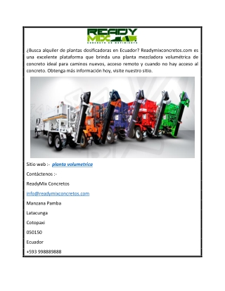 Plantas volumétricas  Readymixconcretos.com