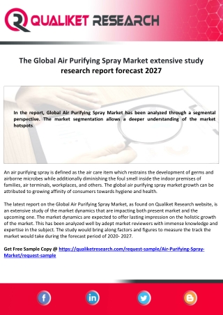 Global Air Purifying Spray Market