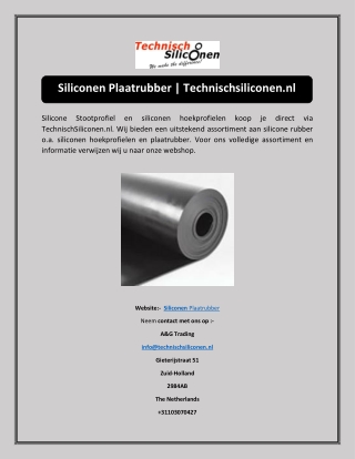 Siliconen Plaatrubber Technischsiliconen.nl