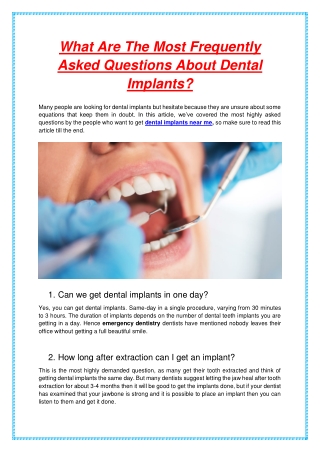What Are The Most Frequently Asked Questions About Dental Implants