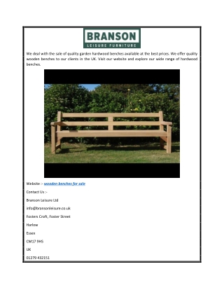 Wooden Benches For Sale  Bransonleisure.com