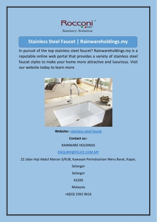 Stainless Steel Faucet Rainwareholdings.my