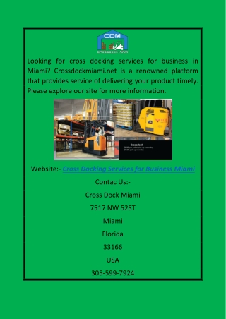 Cross Docking Services For Business Miami | Crossdockmiami.net