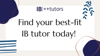 Find Best IB tutors from the USA, Canada & Europe