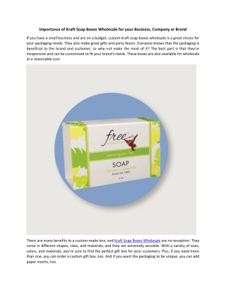 Importance of Kraft Soap Boxes Wholesale for your Business
