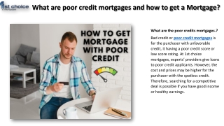 What are poor credit mortgages and how to get a Mortgage