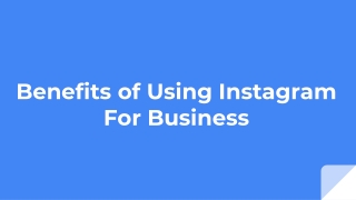 Benefits of Using Instagram for Business