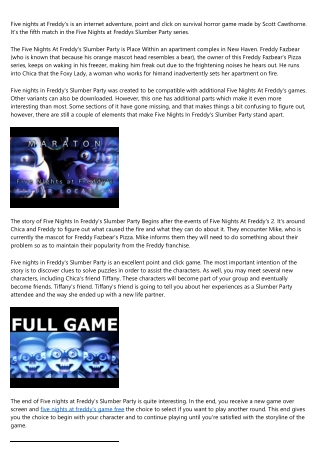 Five Nights At Freddy's: Slumber Party Review - An Overview of Five Nights At Fr