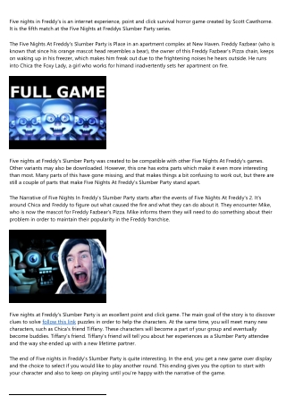 Five Nights At Freddy's: Slumber Party Review - An Overview of Five Nights At Fr