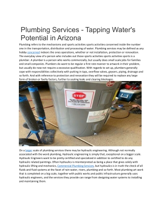 Plumbing Services - Tapping Water's Potential in Arizona