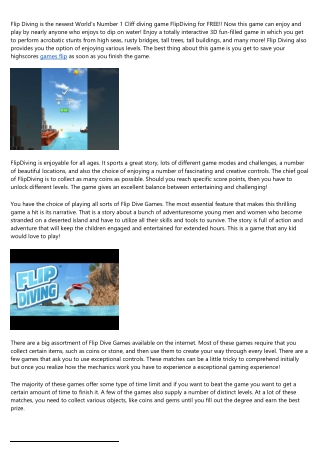 FlipDiving For Complimentary