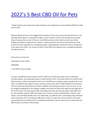 2022’s 5 Best CBD Oil for Pets