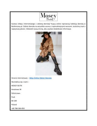 Sklep Online z odzieżą damską  ButikMosey.pl