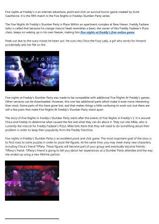 Five Nights At Freddy's: Slumber Party Review - A Review of Five Nights At Fredd