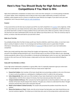 Here’s How You Should Study for High School Math Competitions if You Want to Win