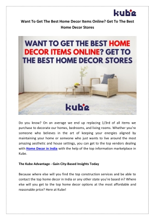Want To Get The Best Home Decor Items Online? Get To The Best Home Decor Stores