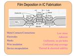 Film Deposition in IC Fabrication