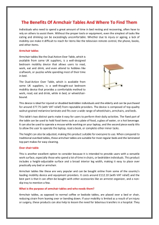 The Benefits Of Armchair Tables And Where To Find Them