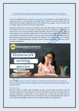 Hire the best homework writing service by professionals in the industry