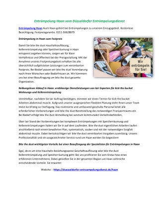 Entrümpelung Haan vom Düsseldorfer Entrümpelungsdienst