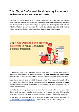 Top On Demand Food ordering Platforms to Make Restaurant Business Successful.docx