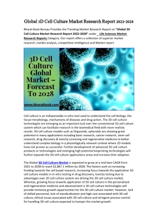 Global 3D Cell Culture Market Research Report 2022