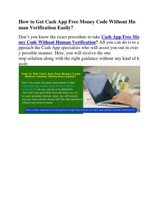 How To Get Cash App Free Money Code Without Human Verification Easily?