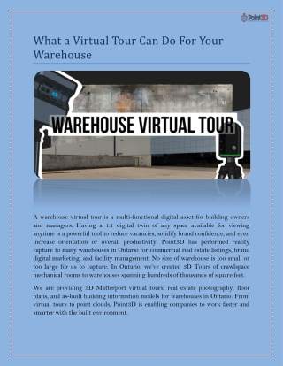 What a Virtual Tour Can Do For Your Warehouse