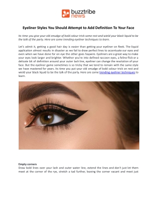 Eyeliner Styles You Should Attempt to Add Definition To Your Face.docx