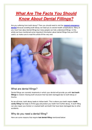 What Are The Facts You Should Know About Dental Fillings