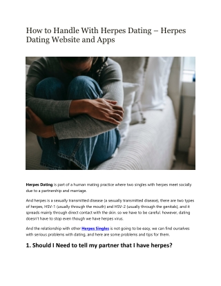 How to Handle With Herpes Dating – Herpes Dating Website and Apps