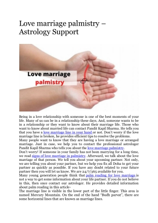 Love marriage palmistry – Astrology Support