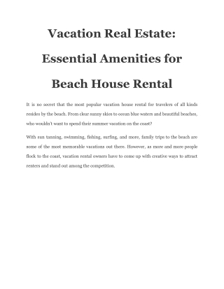 Vacation Real Estate_ Essential Amenities for Beach House Rental
