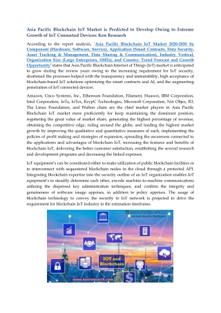 Asia Pacific Blockchain IoT Market | Size, Share | Revenue - Ken Research