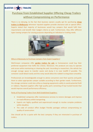 Purchase from Established Supplier Offering Cheap Trailers without Compromising on Performance