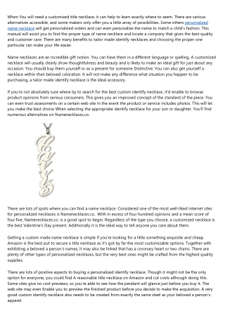 8 Effective name necklace Elevator Pitches