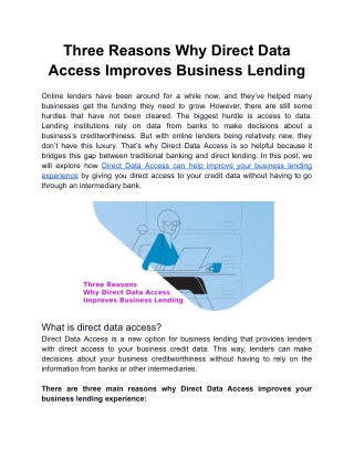 Three Reasons Why Direct Data Access Improves Business Lending