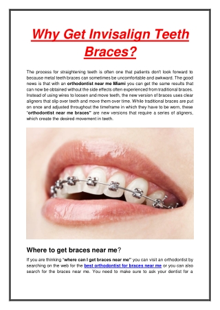 Why Get Invisalign Teeth Braces