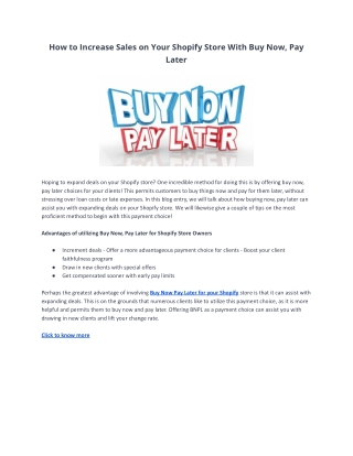 How to Increase Sales on Your Shopify Store With Buy Now, Pay Later